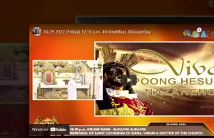 ? 04.29.2022 (Friday) 12:15 p.m. #OnlineMass #QuiapoDay Web capture 29 4 2022 51334 www.youtube.com