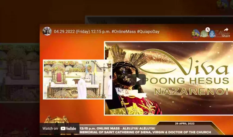 ? 04.29.2022 (Friday) 12:15 p.m. #OnlineMass #QuiapoDay